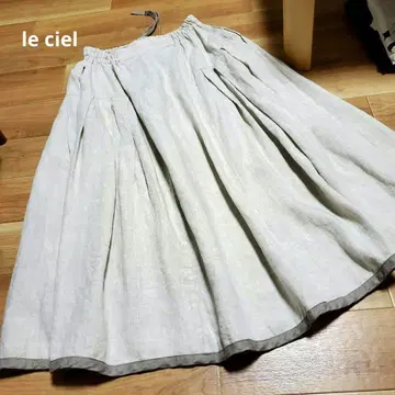 le ciel 루시엘 린넨 턱 플레어 스커트 프리 사이즈