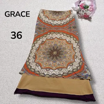 [그레이스 GRACE] 일본제 에스닉 패턴 롱 스커트 허리밴딩 S~M