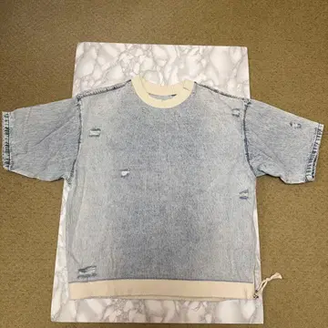 ZARA 데님 T셔츠 데미지 가공 오버 사이즈
