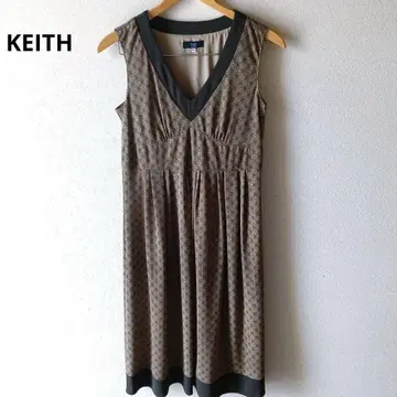 KEITH 키이스 롱 원피스 올 패턴 V넥 턱