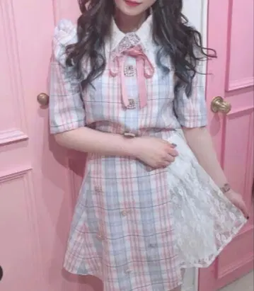 Swankiss 체크 무늬 셋업 색스 핑크 지뢰계 양산형 코스프레