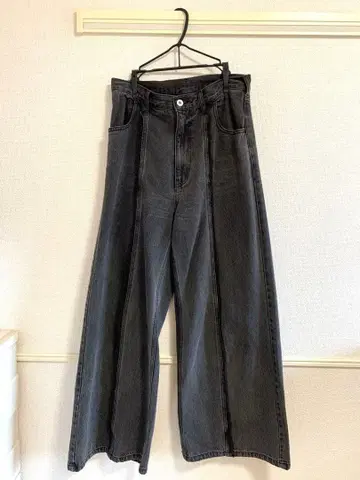 Ray Beams 데님 프린지 팬츠 블랙
