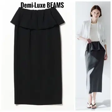 미사용 Demi-Luxe BEAMS 페플럼 벌룬 스커트 블랙