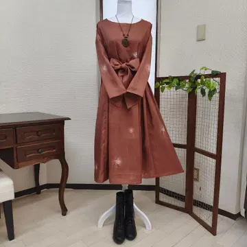 기모노 리메이크 순수 실크 박스 플리츠 원피스