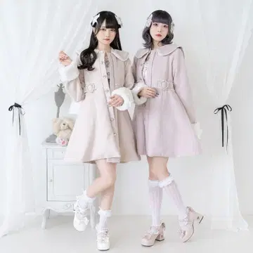 DearMyLove 디어마이러브 하트 리본 펄 세일러 코트 핑크