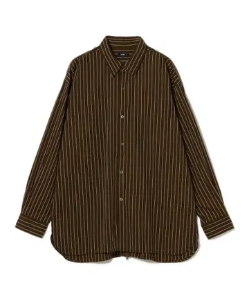 BEAMS 와이드 핏 백 지퍼 셔츠 XL 브라운 스트라이프
