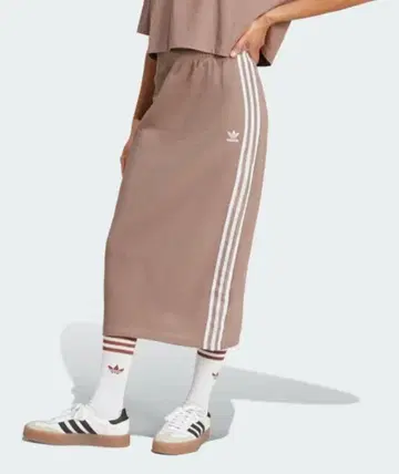 adidas Originals 니트 스커트 타이트 스커트 브라운