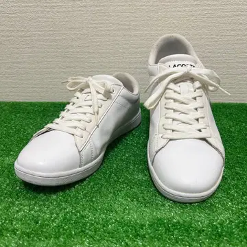 LACOSTE 악어 자수 가죽 스니커즈