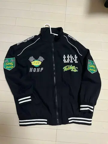 레이싱 디자인 바시티 자켓 블랙 자수(HOOK)