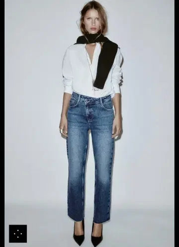 ZARA 크로스오버 허리 스트레이트 데님