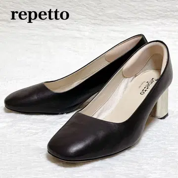 [컨디션 최상] repetto 레페토 스퀘어토 청키힐 펌프스 브라운