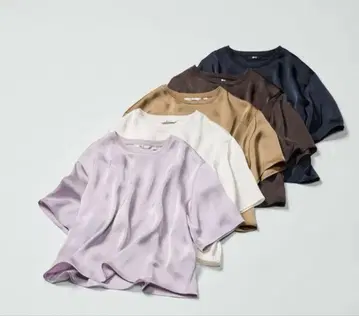 UNIQLO :C 새틴 오버 사이즈 숏 블라우스 브라운 S 사이즈 새상품