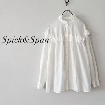 Spick & Span 코튼 실크 프릴 블라우스