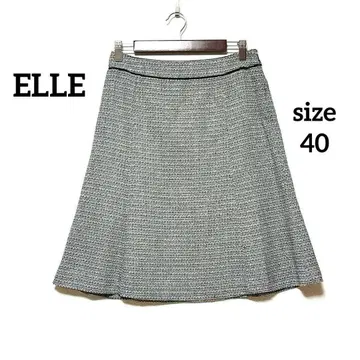 ELLE 엘르 트위드 플레어 스커트 오피스 캐주얼 40 L 블랙 화이트