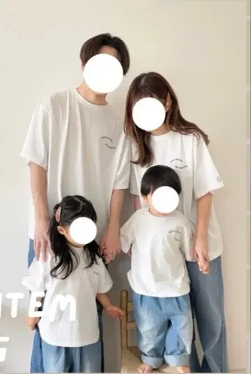 패밀리 시밀러룩 반팔 T셔츠 자수 로고 화이트