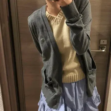 LACOSTE 라코스테 루즈핏 그레이 가디건 긴팔