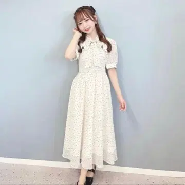 evelyn 도트 롱 원피스 화이트