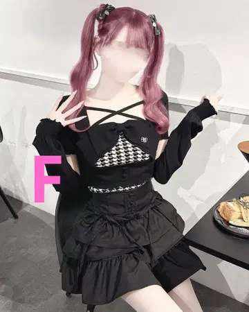 허니뮤우 HONEYMEW 빅 리본 하운드투스 체크 앙상블 상의 프리 블랙