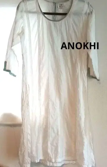 ANOKHI 7부 소매 코튼 튜닉 화이트 쿠르타