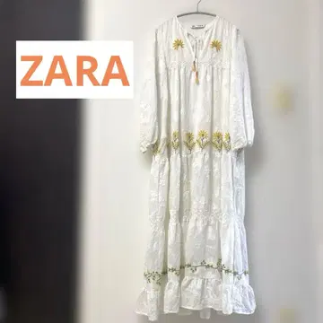 ZARA 꽃 자수 맥시 길이 원피스 롱 원피스