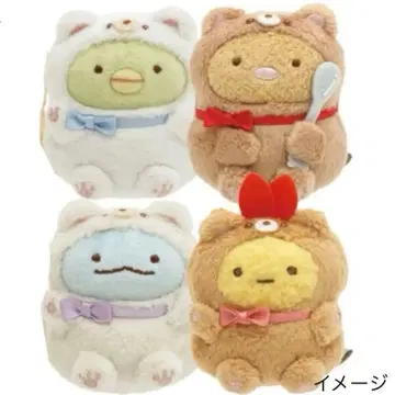 새상품 스미코구라시 테노리 봉제 인형 집에서 곰 카페 4세트