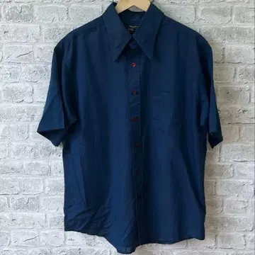 JCPenney 70s 네이비 버튼 사양 피케 셔츠 반팔