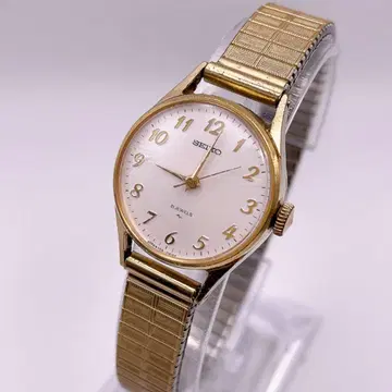 미사용 SEIKO 금 도금 여성용 손목시계 수동 와인딩 21석 뱀줄 벨트