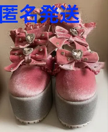 앙크루즈 벨벳 통굽 신발 핑크 L 사이즈