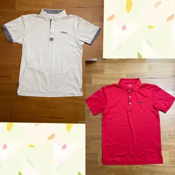 Titleist 골프 피케 셔츠 2벌 (화이트 & 레드)
