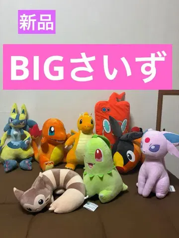 포켓몬 봉제 인형 세트 오오타치 루카리오 히토카게 카이류 치코리타