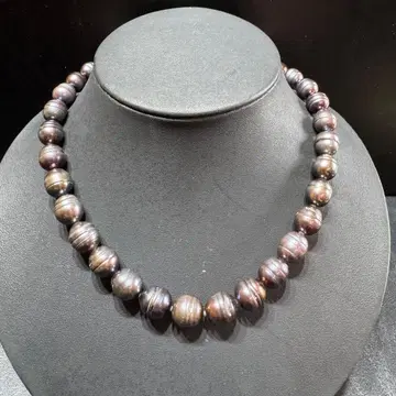 블랙 펄 진주 실버 목걸이 11mm