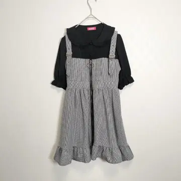 컨디션 최상 MA*RS 하운드투스 하트 지퍼 에이프런 원피스 옷깃 프릴