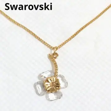 Swarovski 목걸이 꽃 클리어 골드