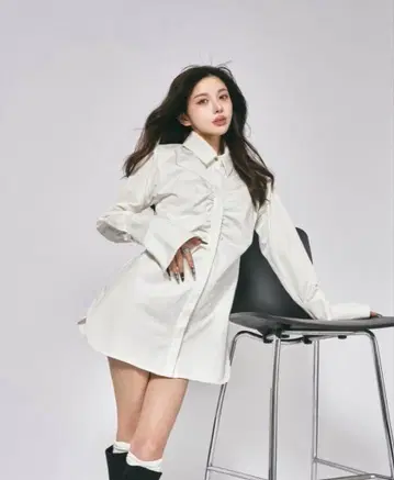 Darich 다리치 허리 커브 셔츠 원피스 흰색 화이트