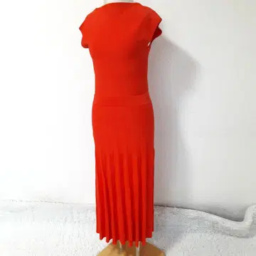 새상품급 셀포드 도트 무늬 자카드 니트 원피스 주황색 36 사이즈