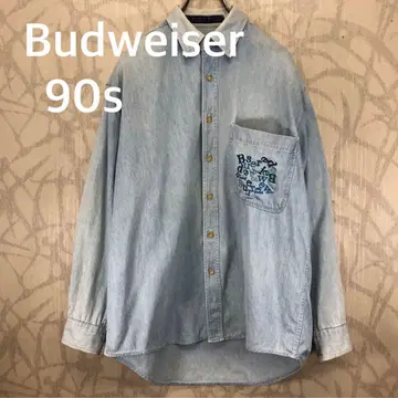 버드와이저 90s Budweiser 데님 셔츠 자수 로고 R