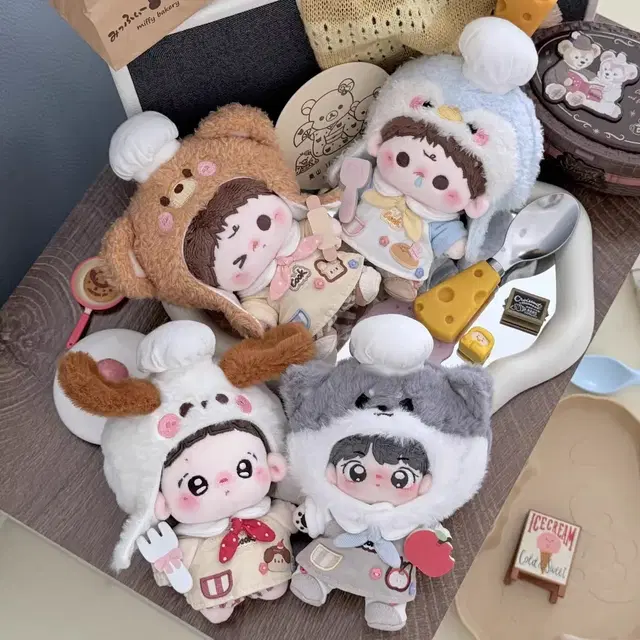 10cm 인형옷 베이킹하우스 펭귄 늑대 강아지 3셋 일괄