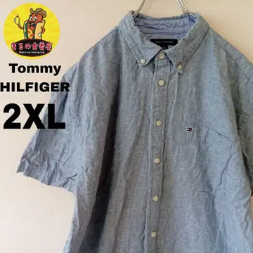 USA 구제 의류 TOMMY HILFIGER 반팔 버튼 셔츠 2XL 블루