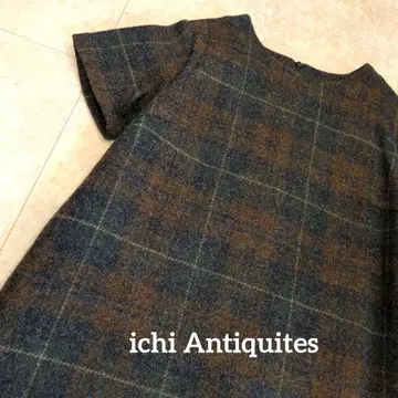ichi Antiquites 체크 무늬 반팔 원피스