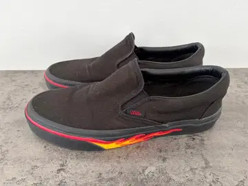 VANS 슬립온 프레임 파이어 패턴 블랙