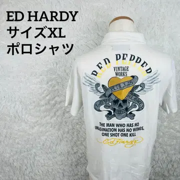 Ed Hardy RED PEPPER 피케 셔츠 화이트 남성용 Y2K