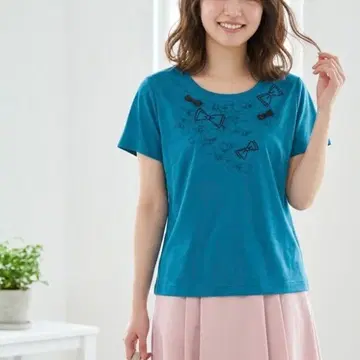 레리안 17+ 반팔 비쥬 티셔츠 상의 터콰이즈 블루 DMW