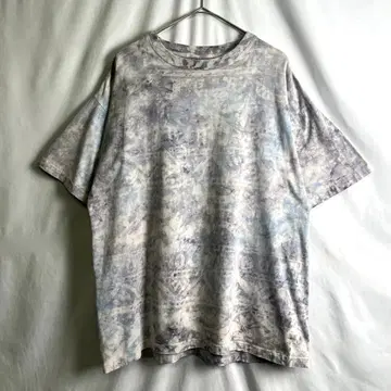 90s 노브랜드 타이다이 올 패턴 보더 T셔츠 L-XL 코튼