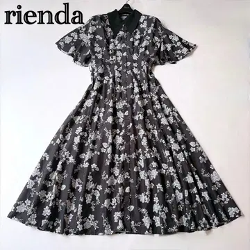 rienda 샤프 컬러 플레어 슬리브 원피스 롱 기장 M