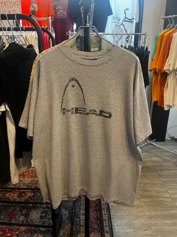 90s HEAD USA 디자인 헤드 로고 프린트 T셔츠 그레이 L 사이즈