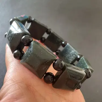 천연 화전옥 청록색 폭 20mm 뱅글 팔찌 감정서 포함