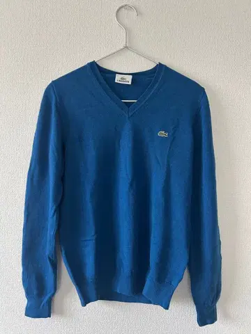 LACOSTE V넥 울 니트 스웨터 블루