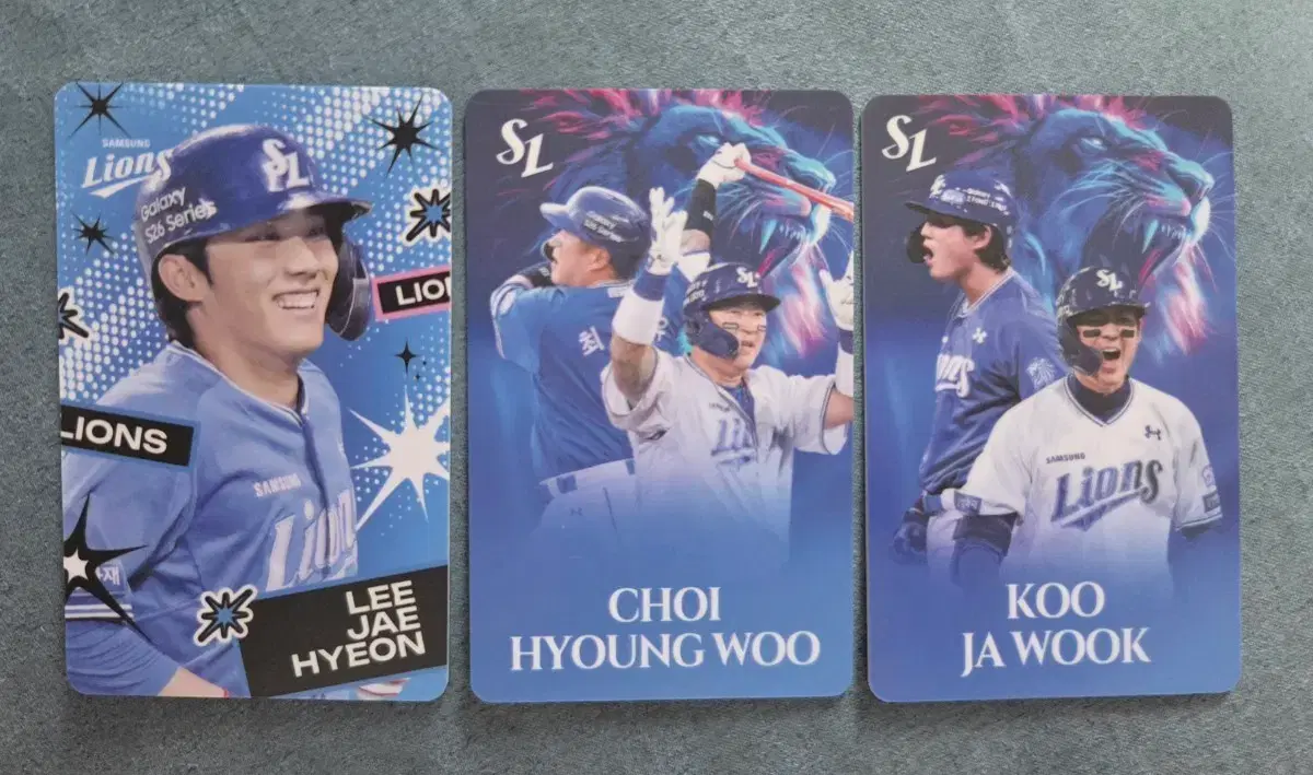 삼성 라이온즈 선수 카드 3종 (이재현, 최형우, 구자욱)