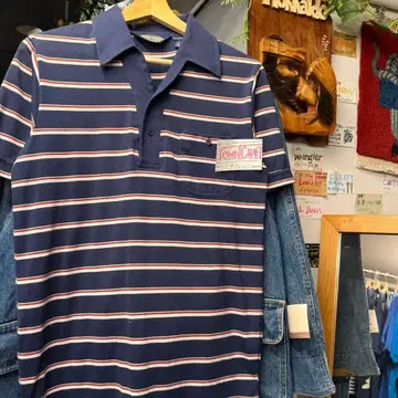 80~90s TOWNCRAFT 보더 무늬 피케 셔츠