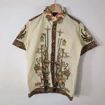 90's 빈티지 반팔 셔츠 일본풍 패턴 올 패턴 오리엔탈 아시안 Y2K